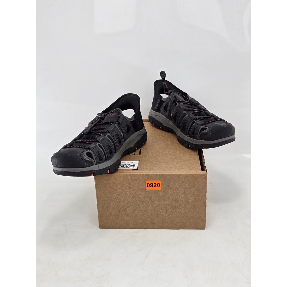 Skechers Slip-ins 205187 Fisherman Sandals Mens 9.5 Black Orange Hiking -VG
